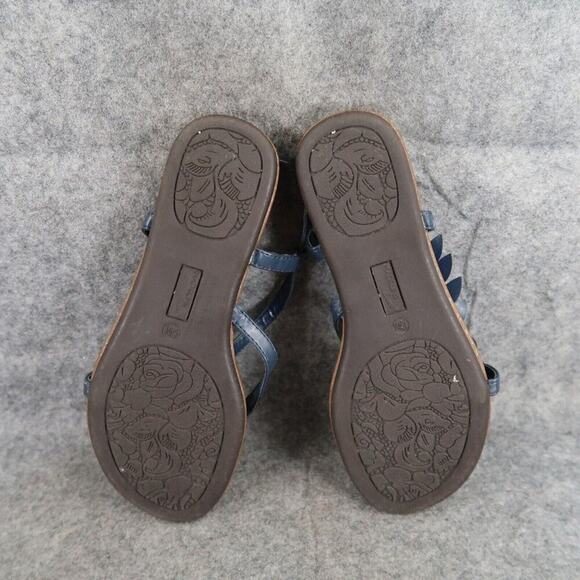 Madeline Stuart Shoes Womens 6 Sandals Fashion Flat Slingback Flower Stud Buckle - Picture 11 of 14